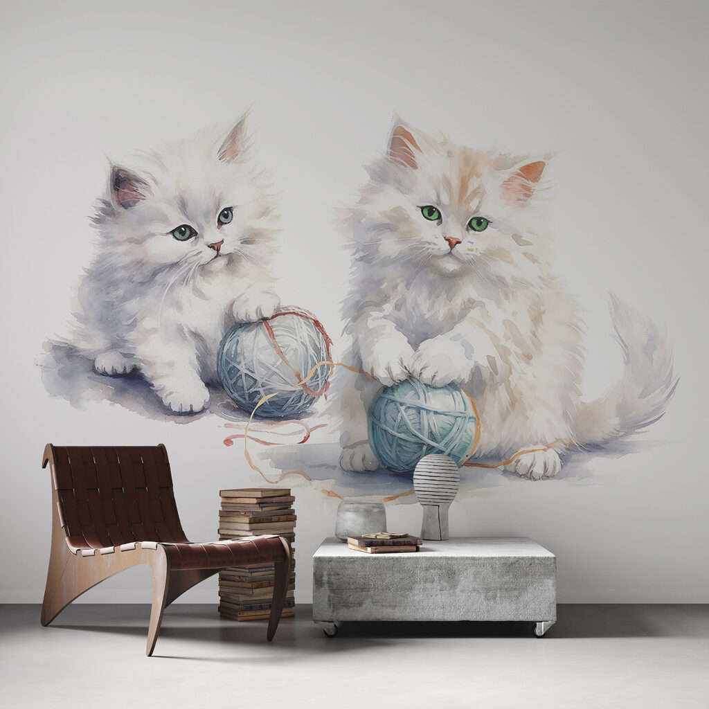 Kittens with wool balls — interior 2