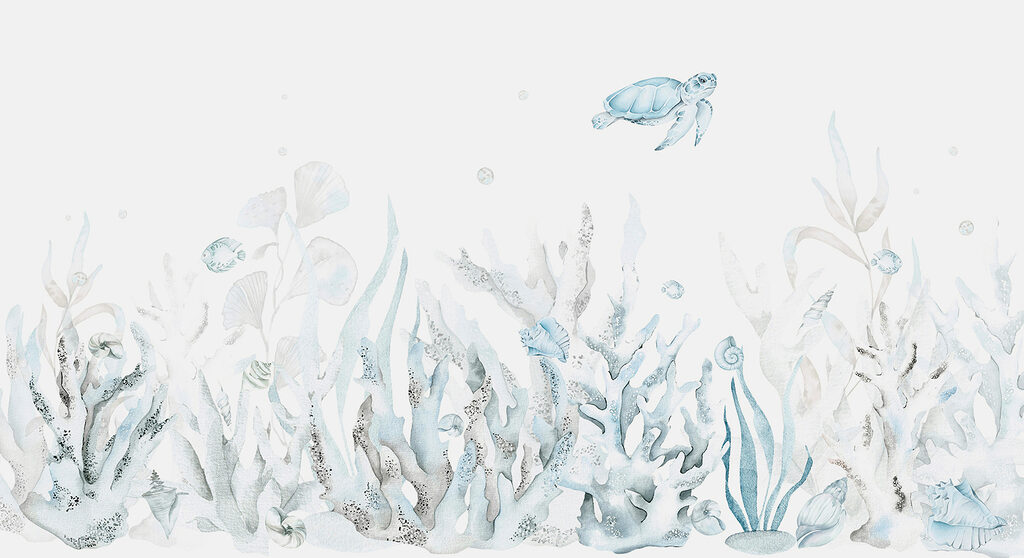 Turtle over sea gardens — full design