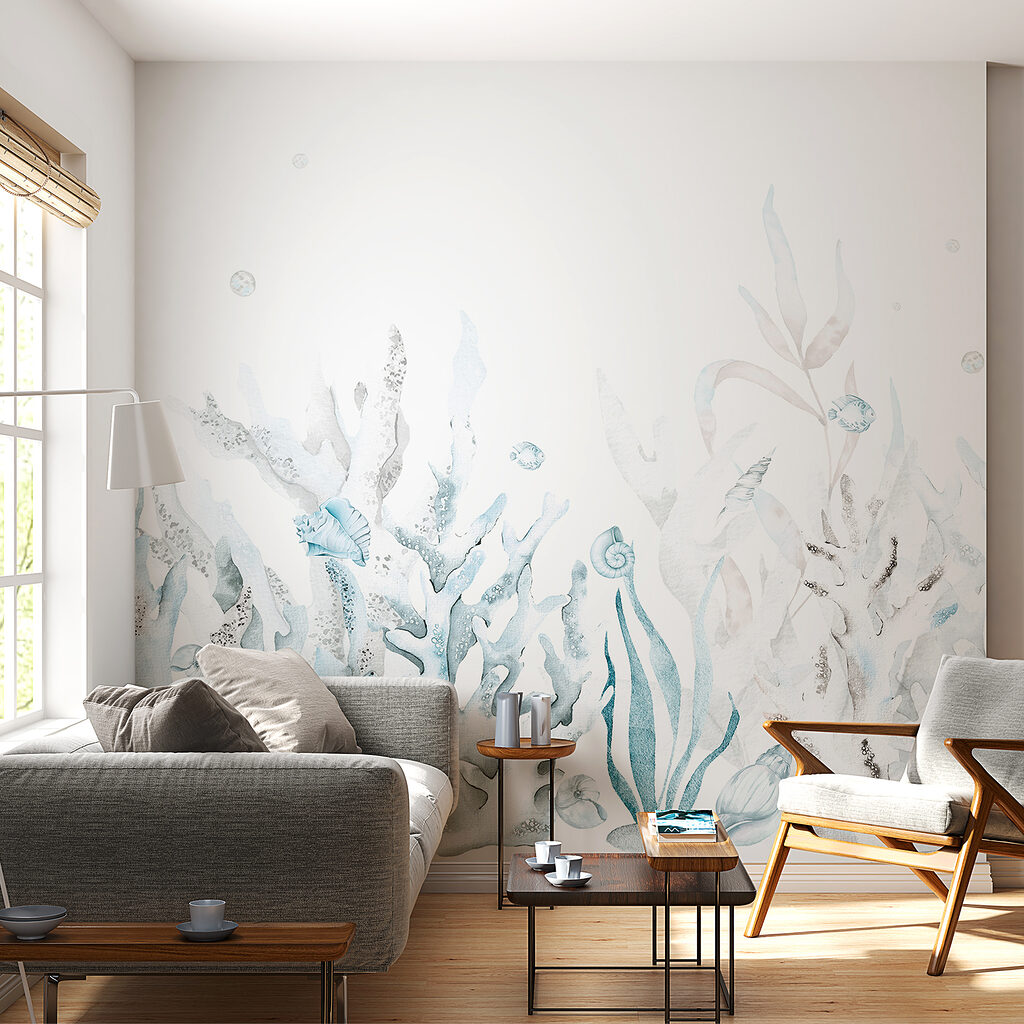 Coral in Watercolour in an interior