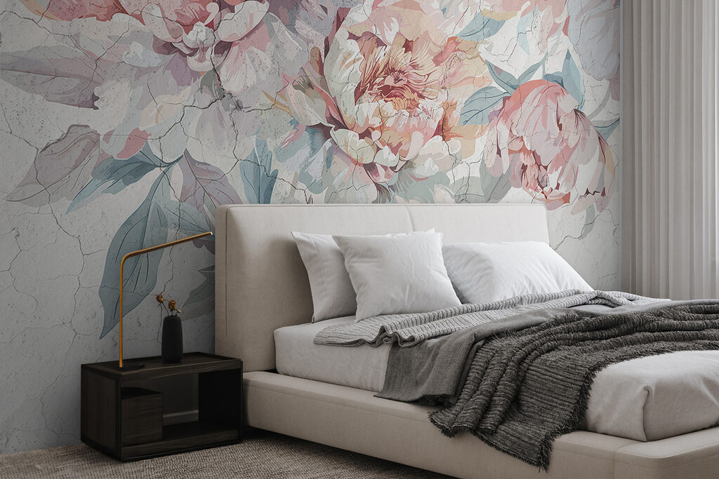 Peonies on cracked paint — interior 2