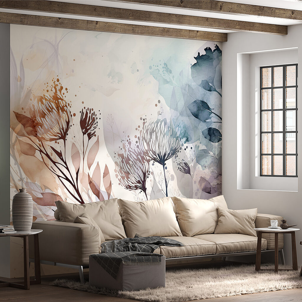 Stems in watercolour washes — interior 1