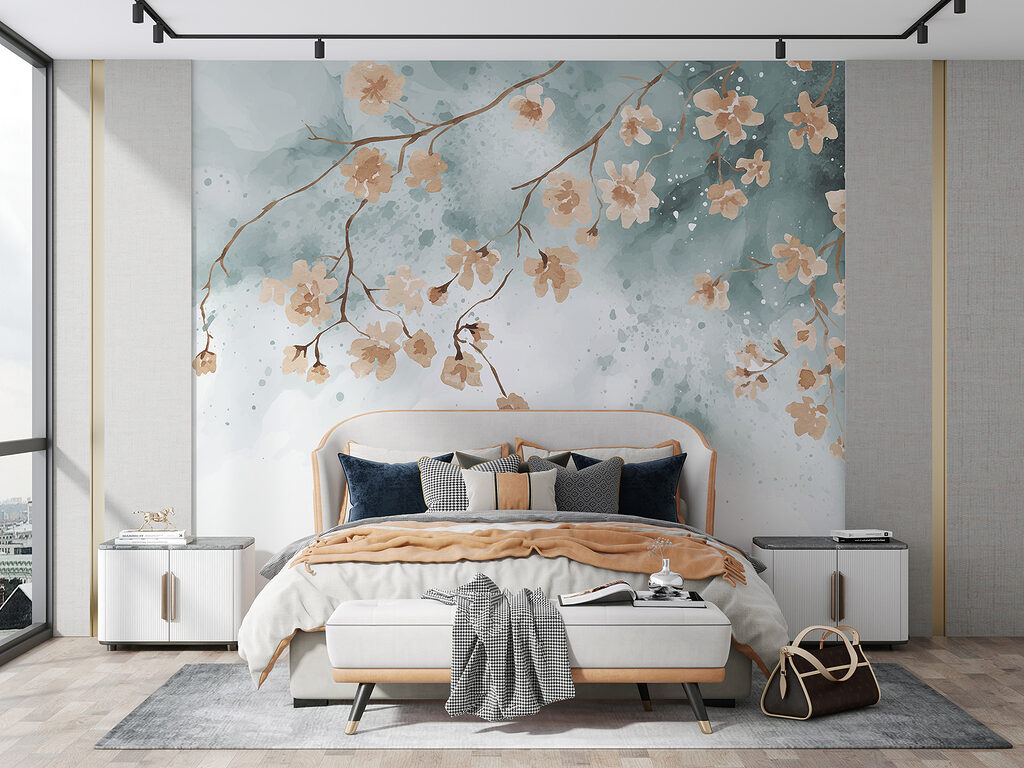 Apricot blossom on blue — interior 1