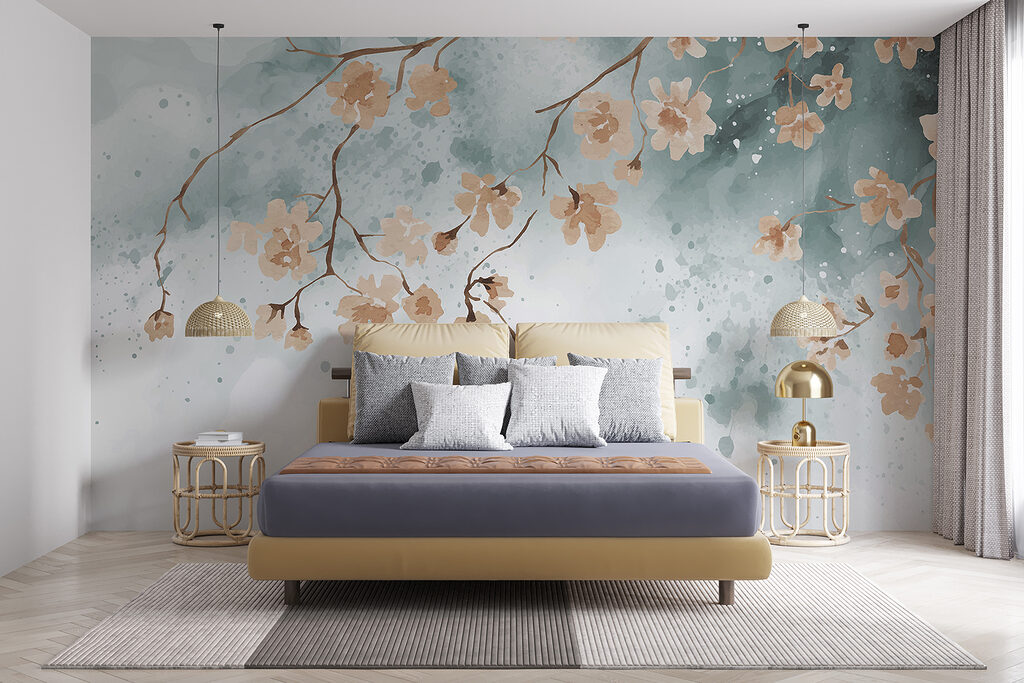 Apricot blossom on blue — interior 2