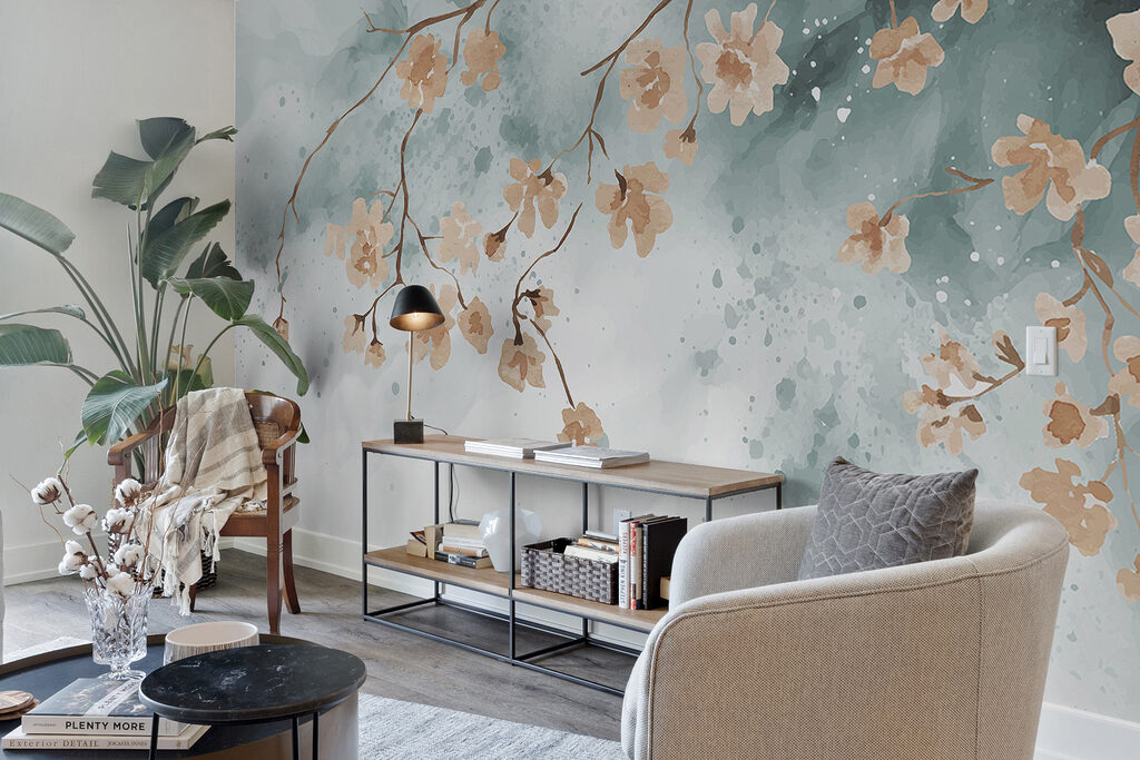 Apricot blossom on blue — interior 4