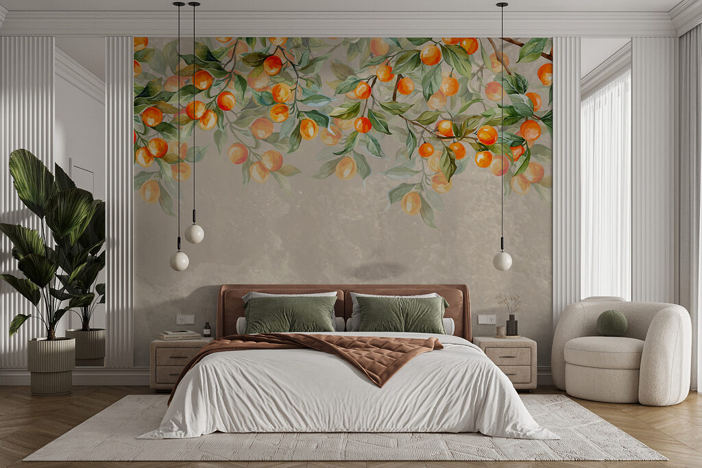 Orange fruit on taupe — interior 1