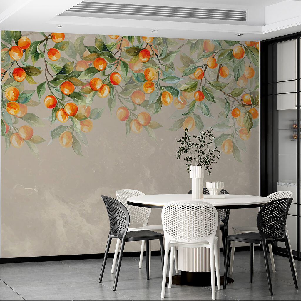 Orange fruit on taupe — interior 2