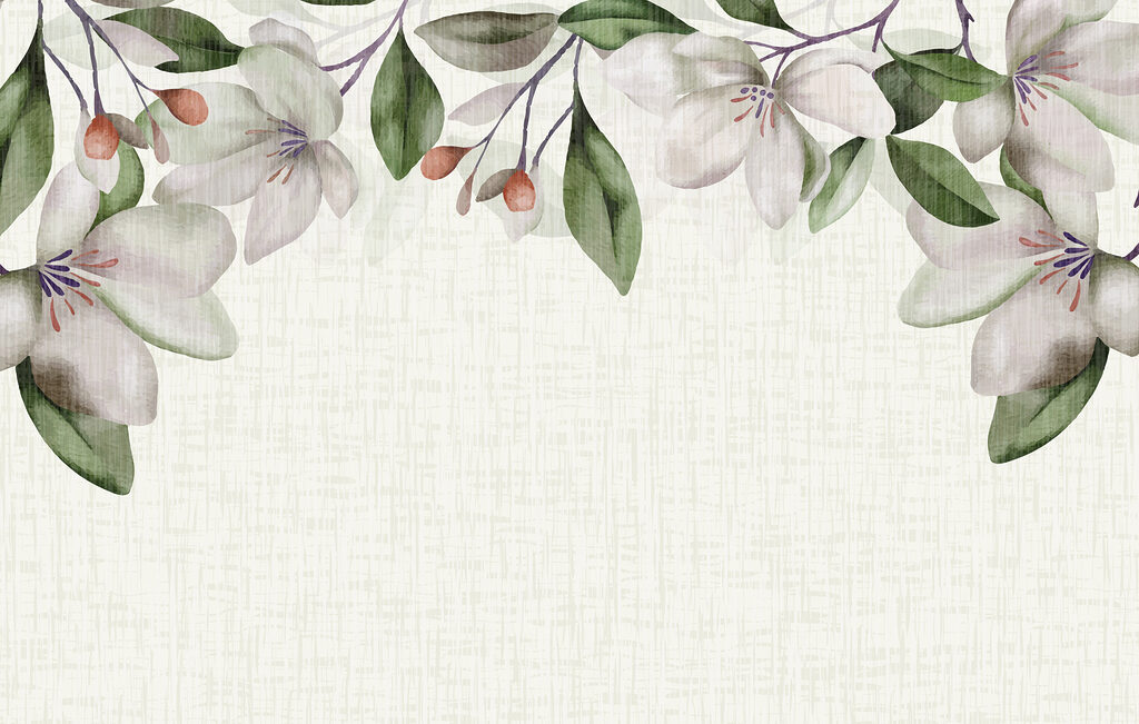 Blossoms in the corners — full design