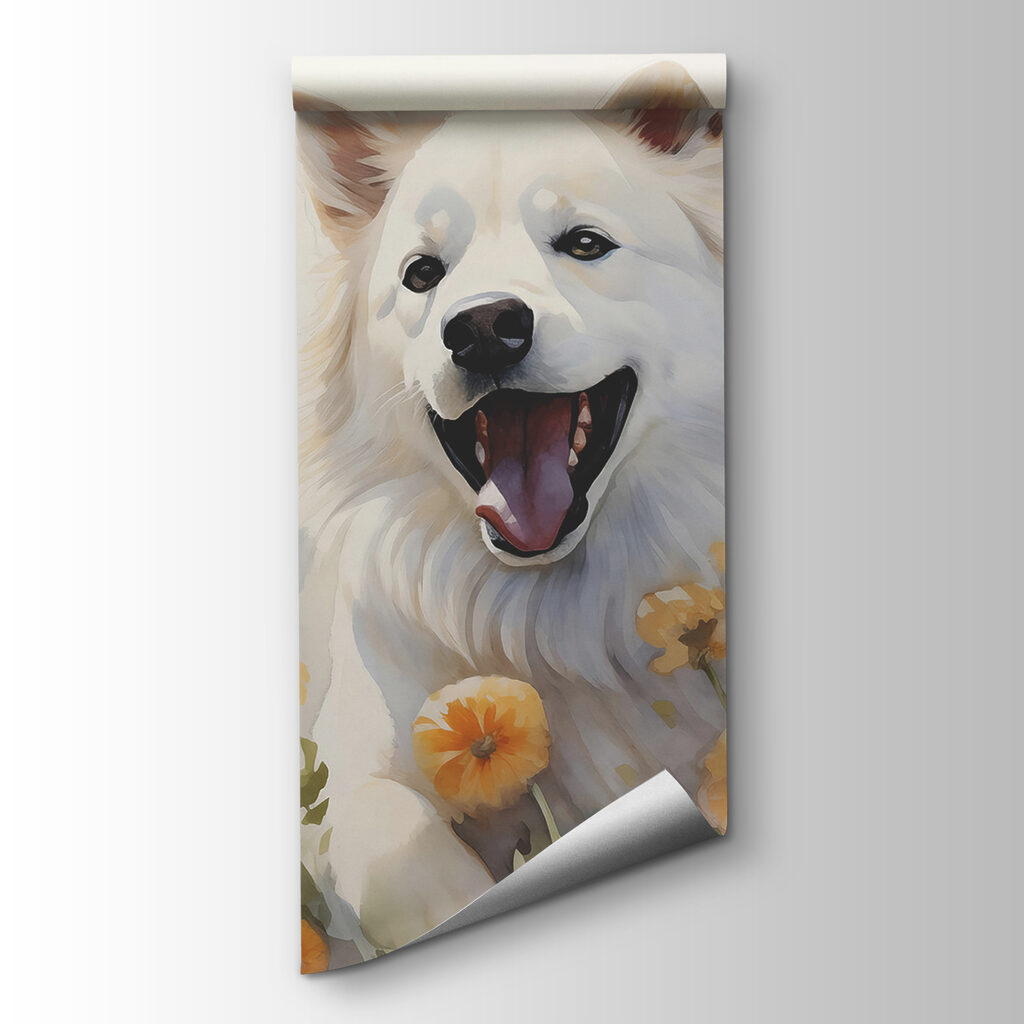 White dog among butterflies — product view