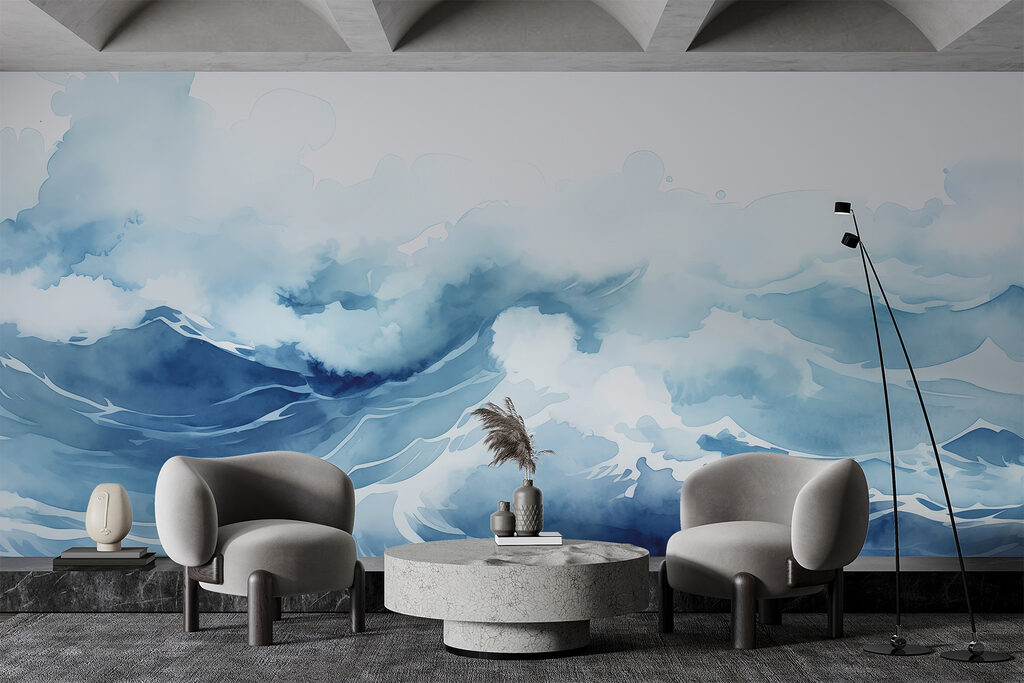 Blue waves in watercolour — interior 1