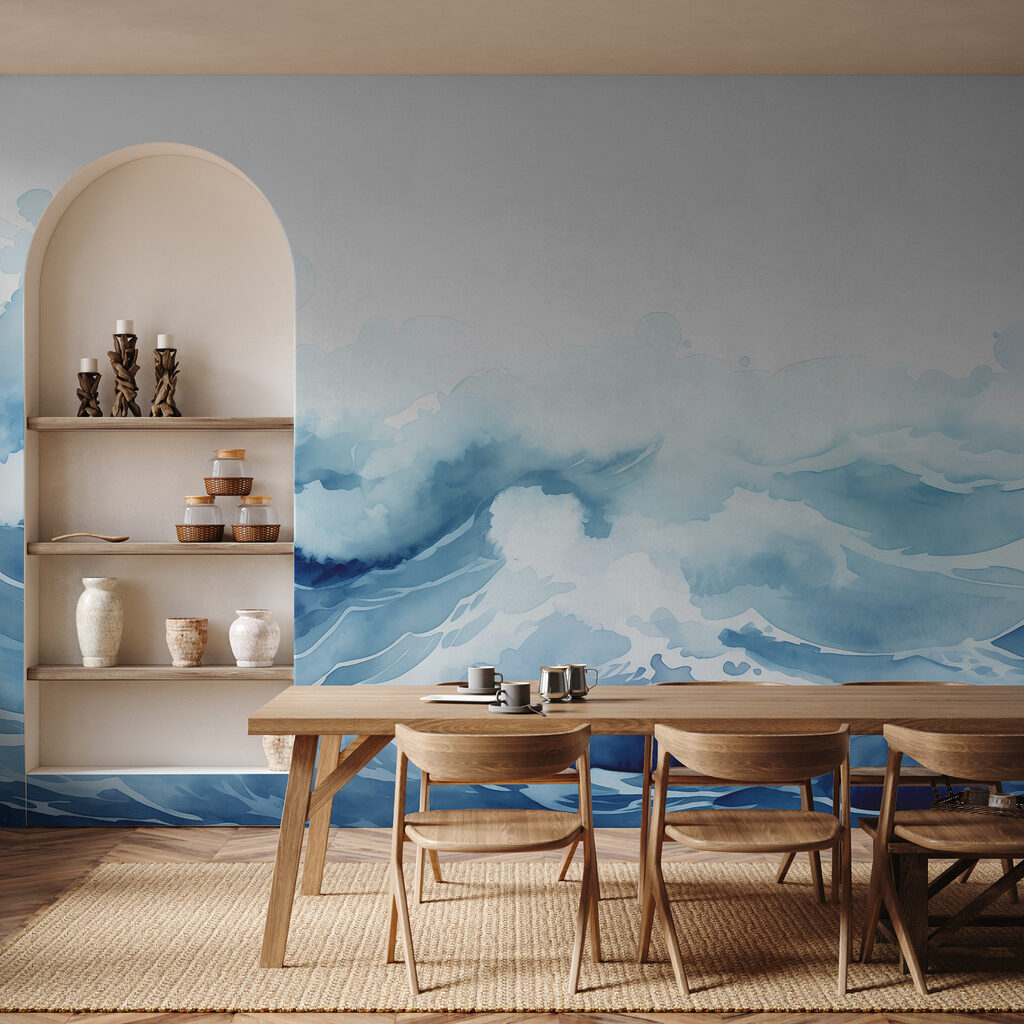 Blue waves in watercolour — interior 2