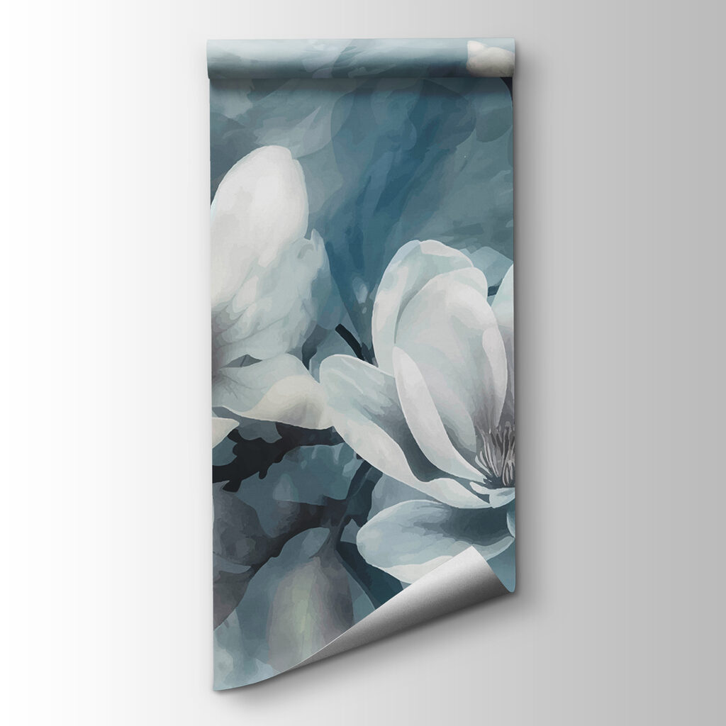 White magnolia on blue — product view