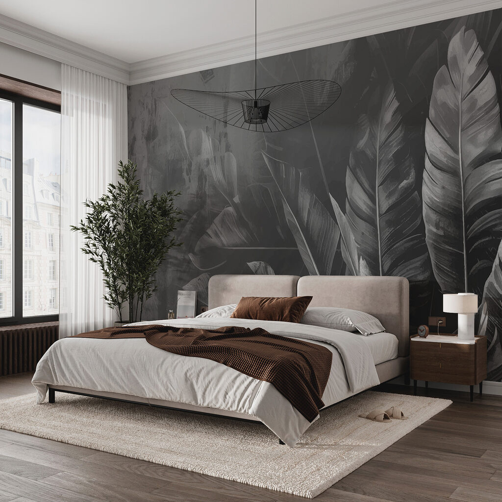 Dark leaves in mist — interior 1
