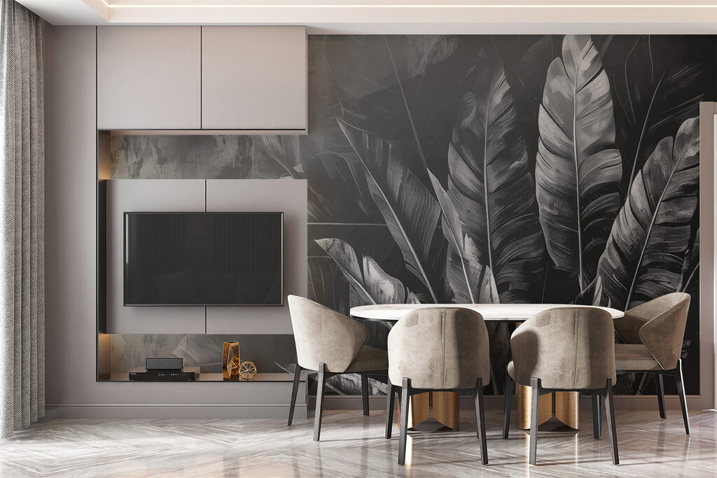 Dark leaves in mist — interior 3