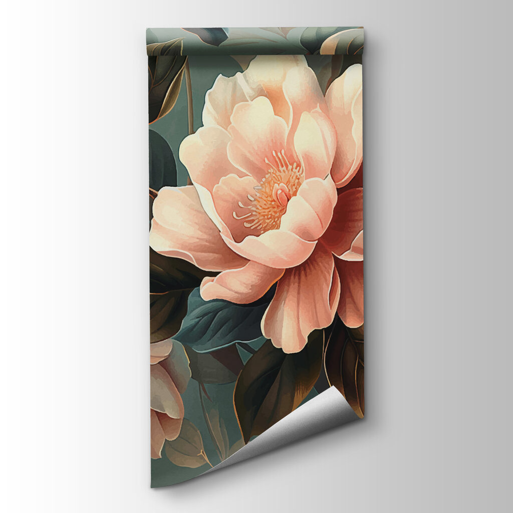 Magnolia branches on teal — product view