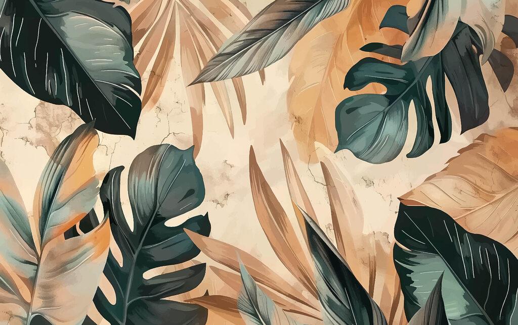 Dark monstera on sand — full design