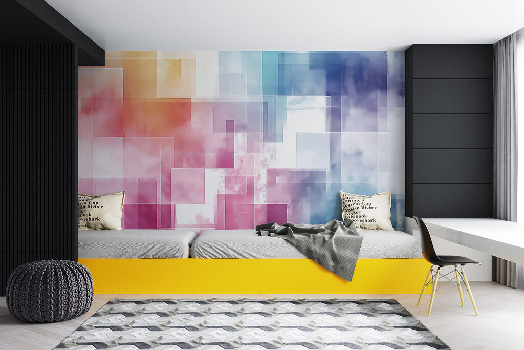 Cloudy pastel squares — interior 1