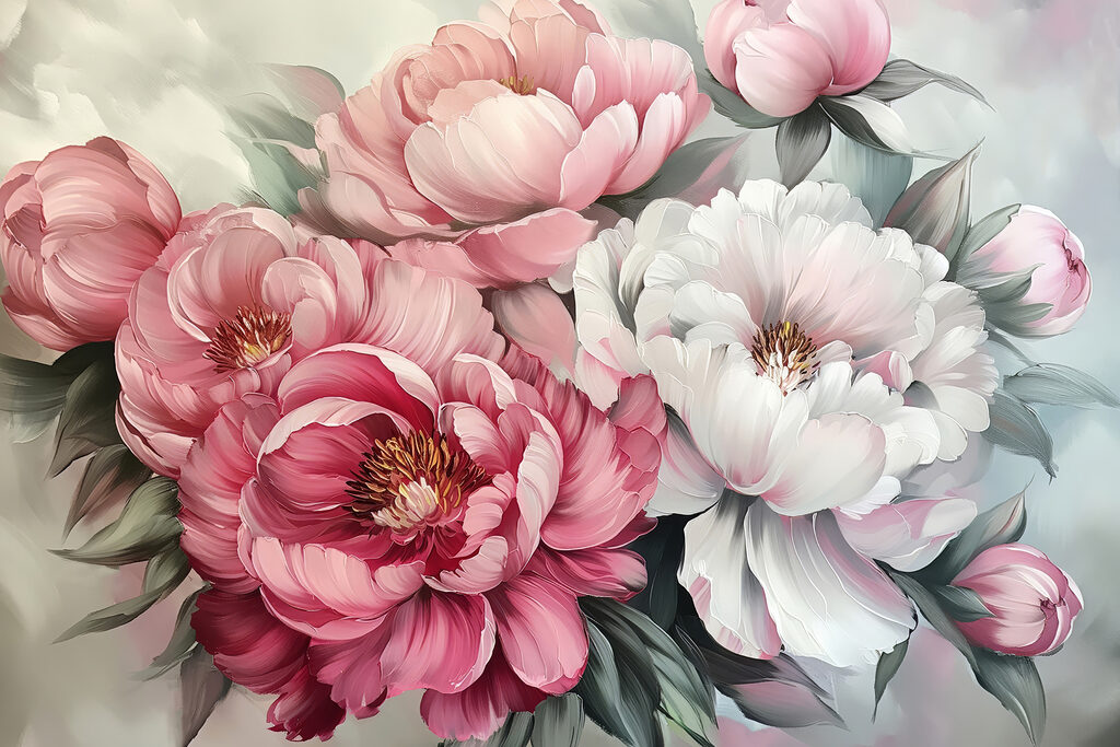 Full pink peonies — full design