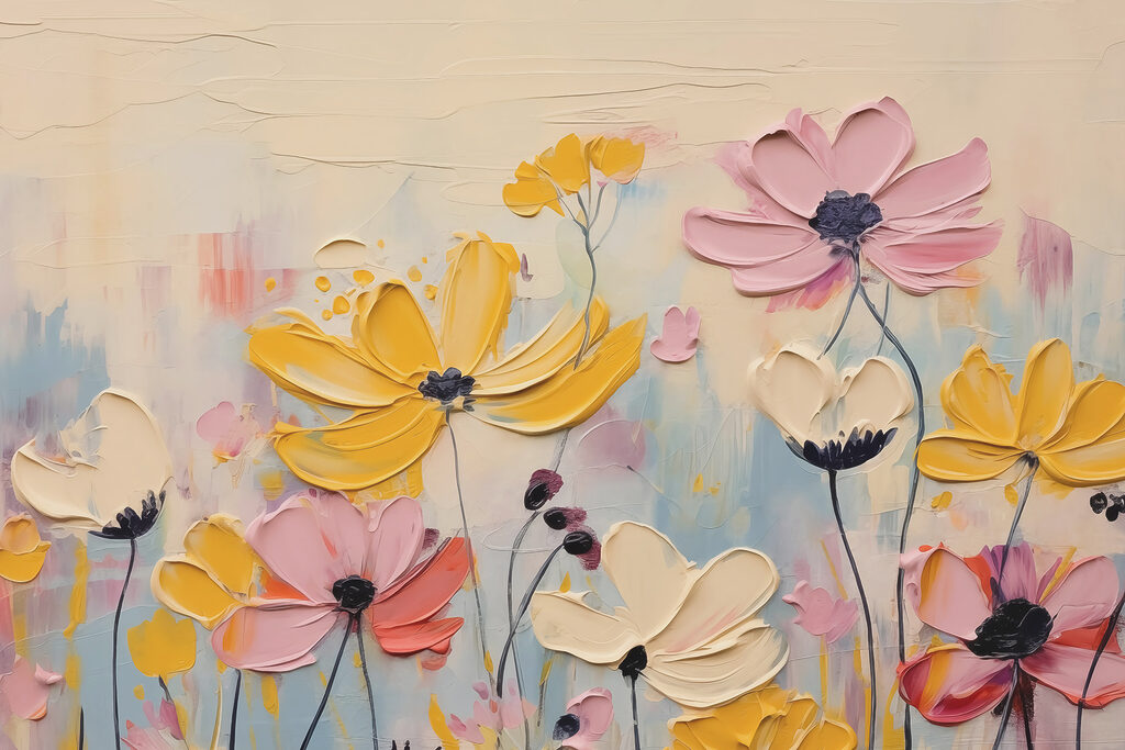 Flowers in yellow brushwork — full design