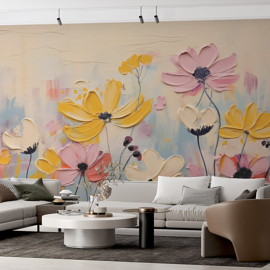 Flowers in yellow brushwork — interior 1