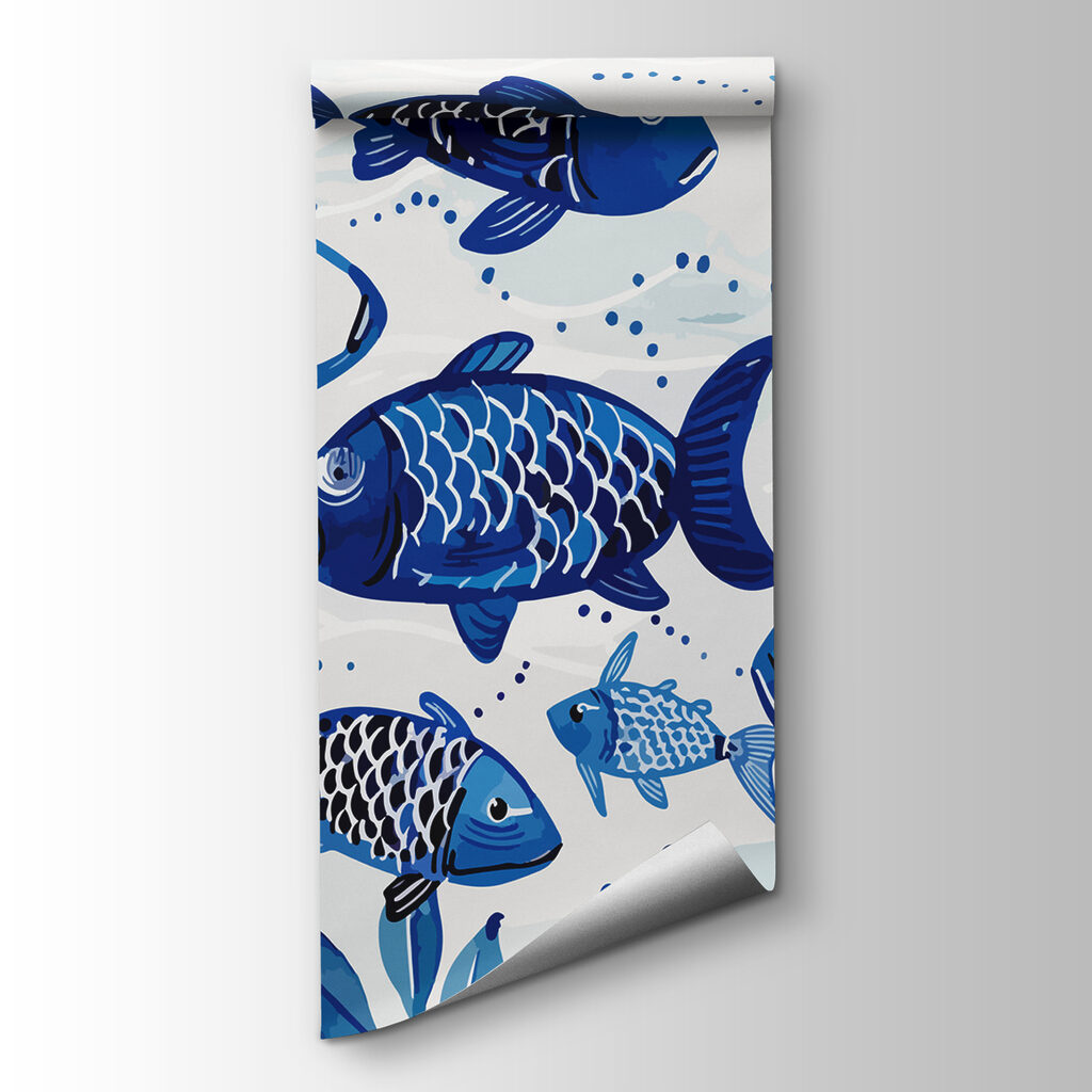 Blue fish among leaves — product view
