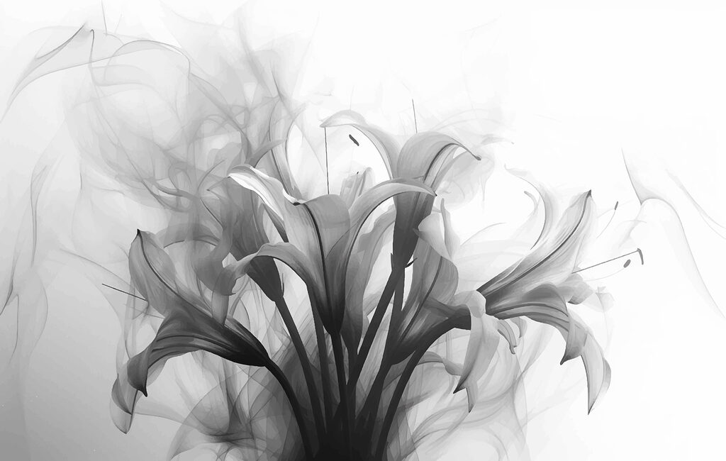 Lilies in grey haze — full design