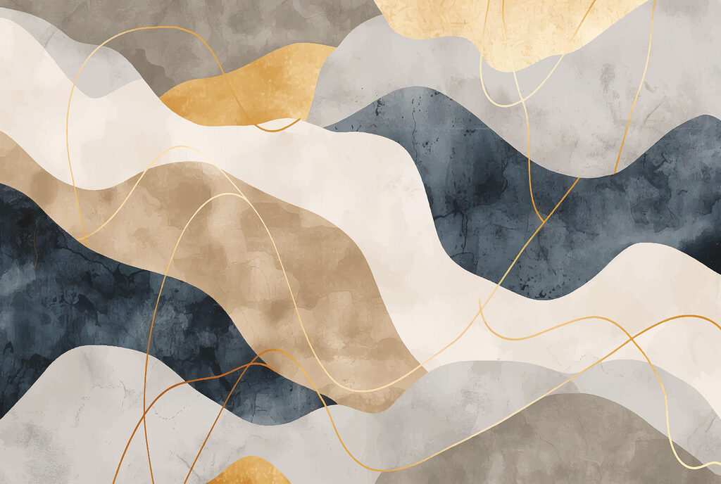 Gold-lined blue bands — full design