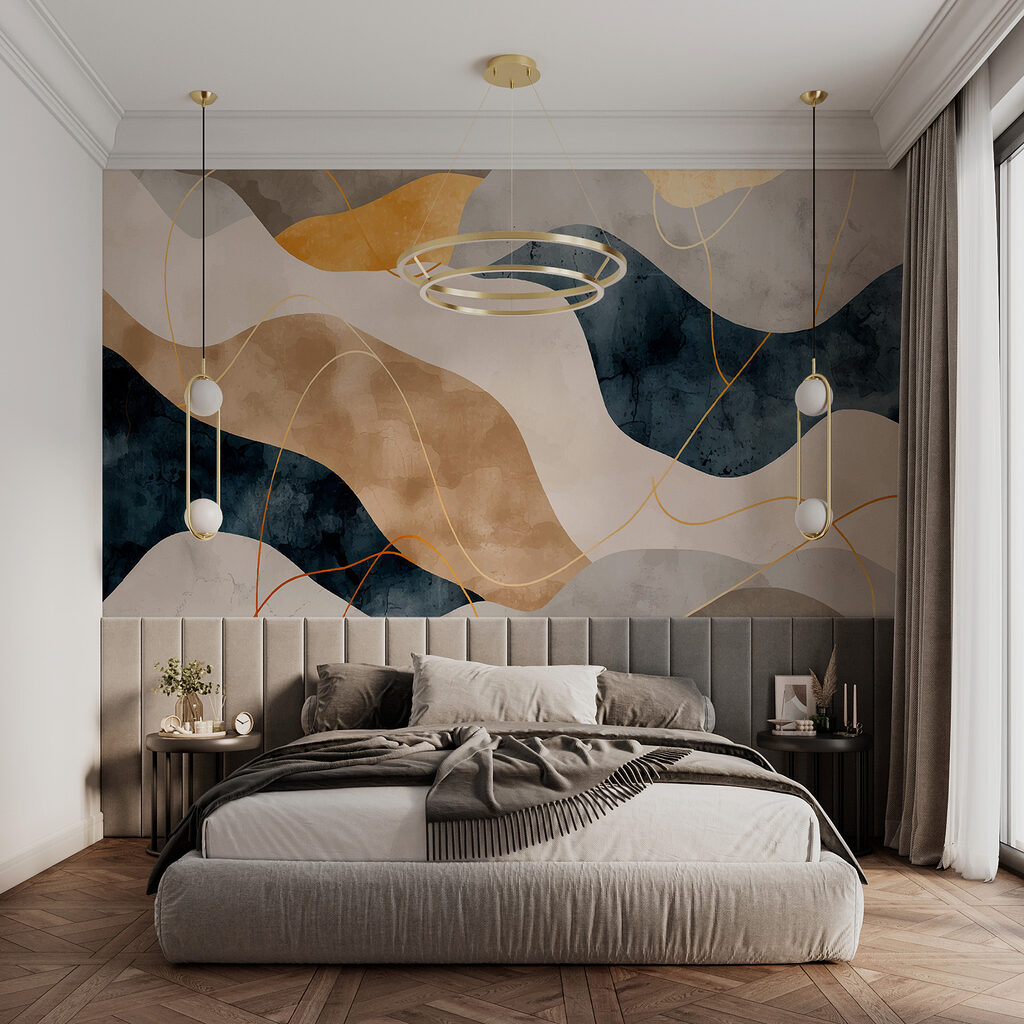 Gold-lined blue bands — interior 1