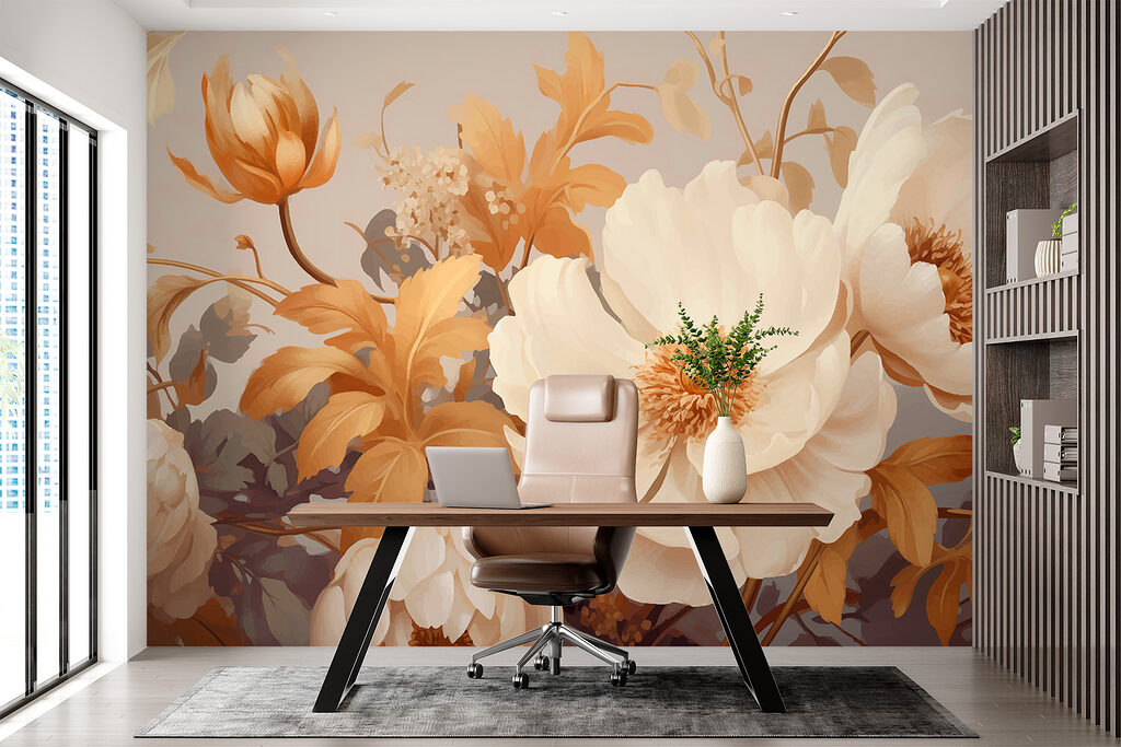 Flowers among ochre leaves — interior 3