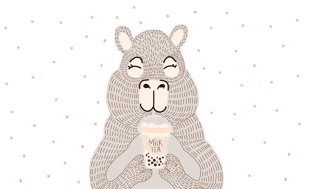 Bear with milk tea — full design