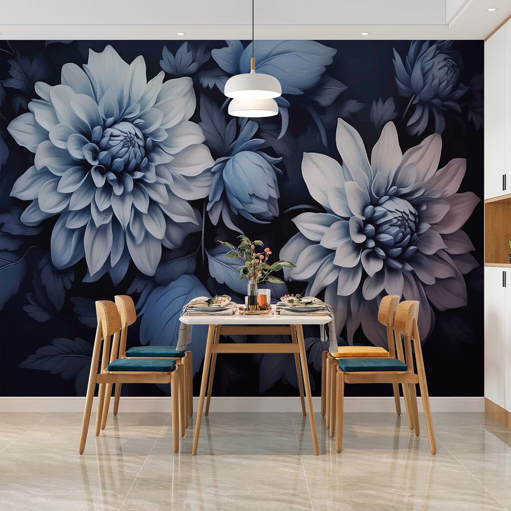 Dahlias on midnight blue — interior 2