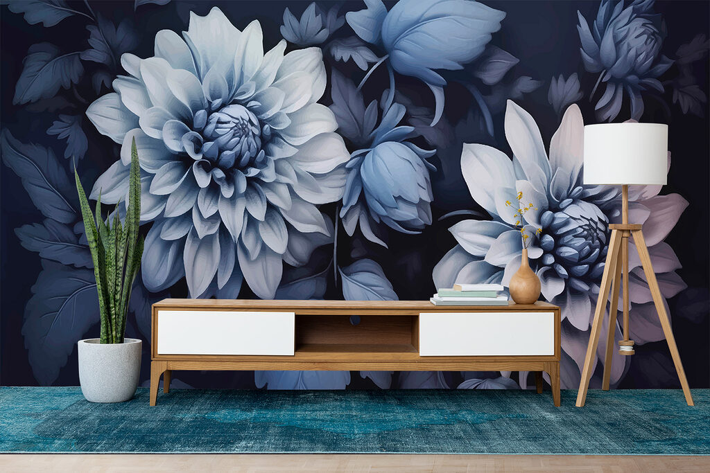 Dahlias on midnight blue — interior 3