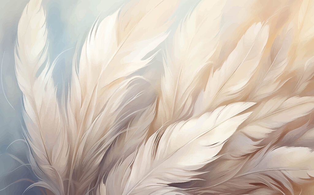 Cream feathers in layers — full design