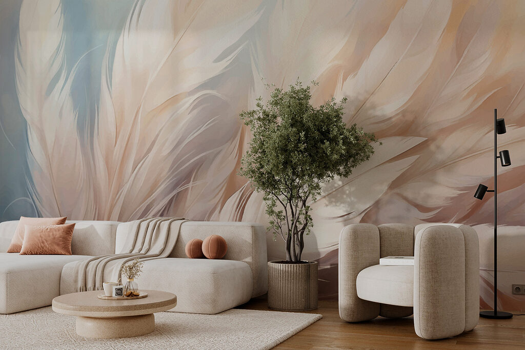 Cream feathers in layers — interior 3