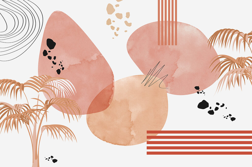 Palms and colour shapes — full design