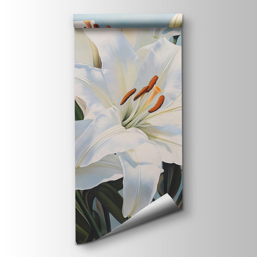White lilies on blue — product view