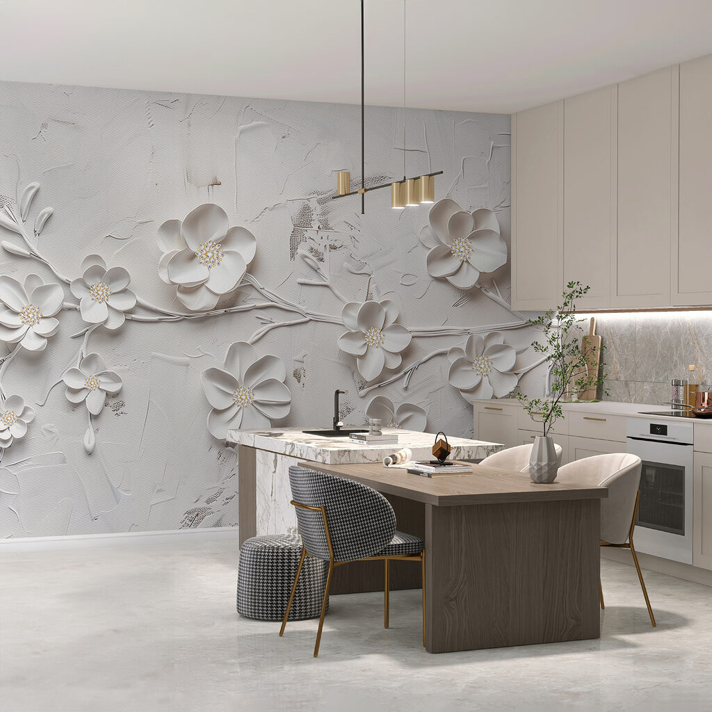 White blossom with depth — interior 2
