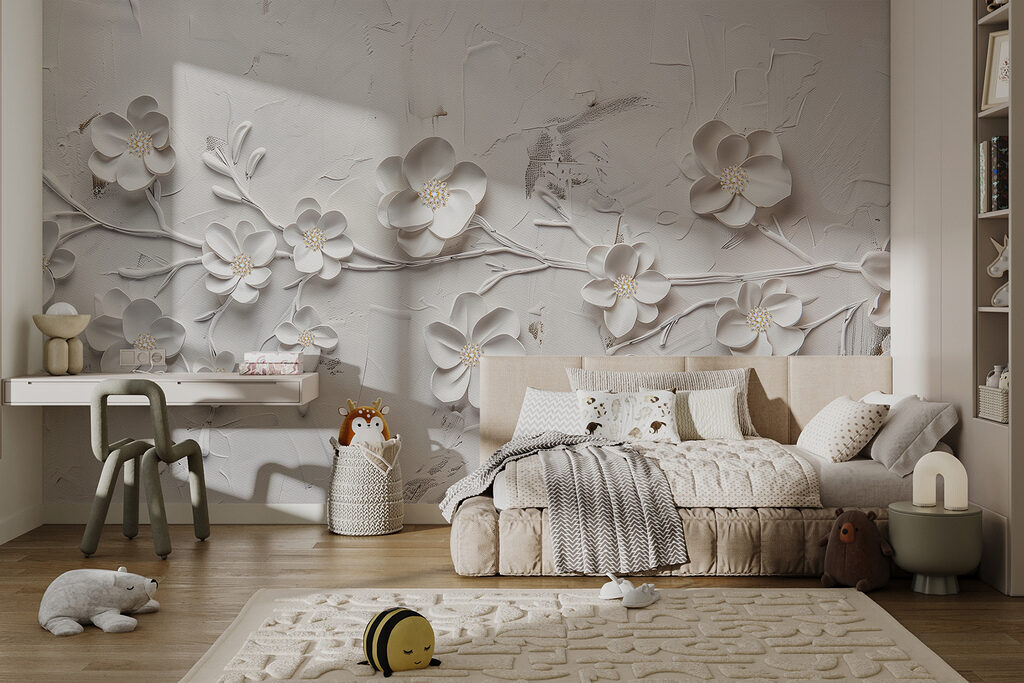White blossom with depth — interior 3