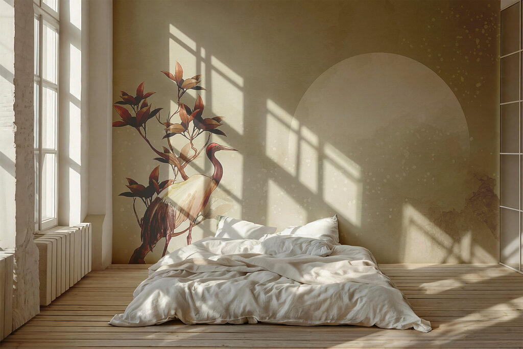 Crane beside a moon — interior 1