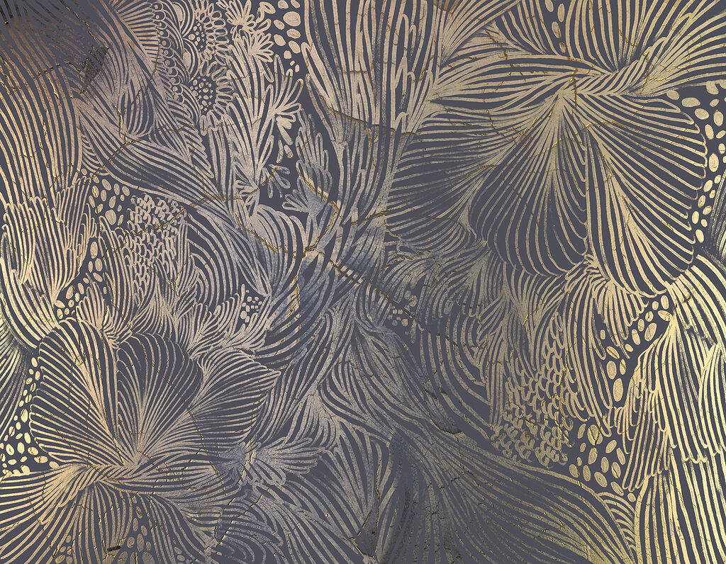 Golden palm leaf lines — full design