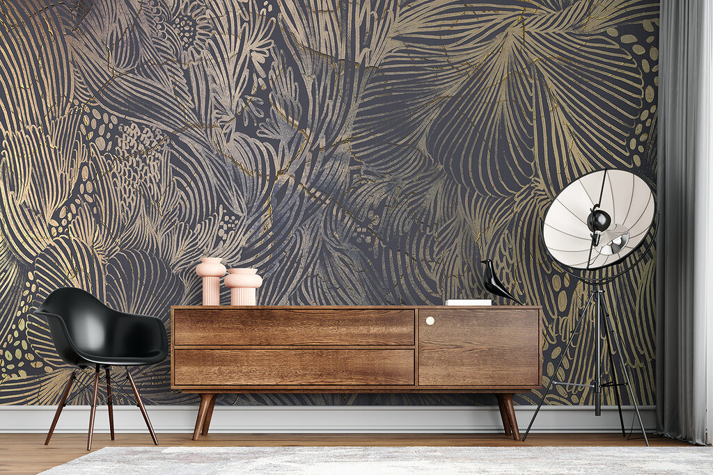 Golden palm leaf lines — interior 2