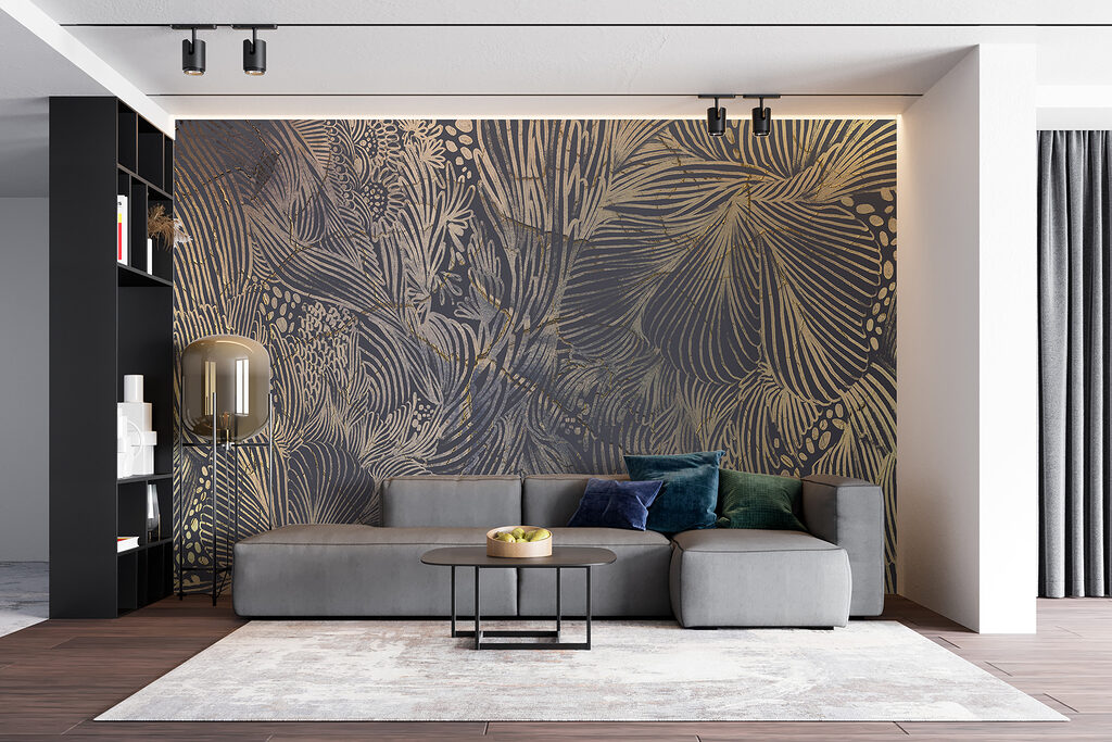 Golden palm leaf lines — interior 6