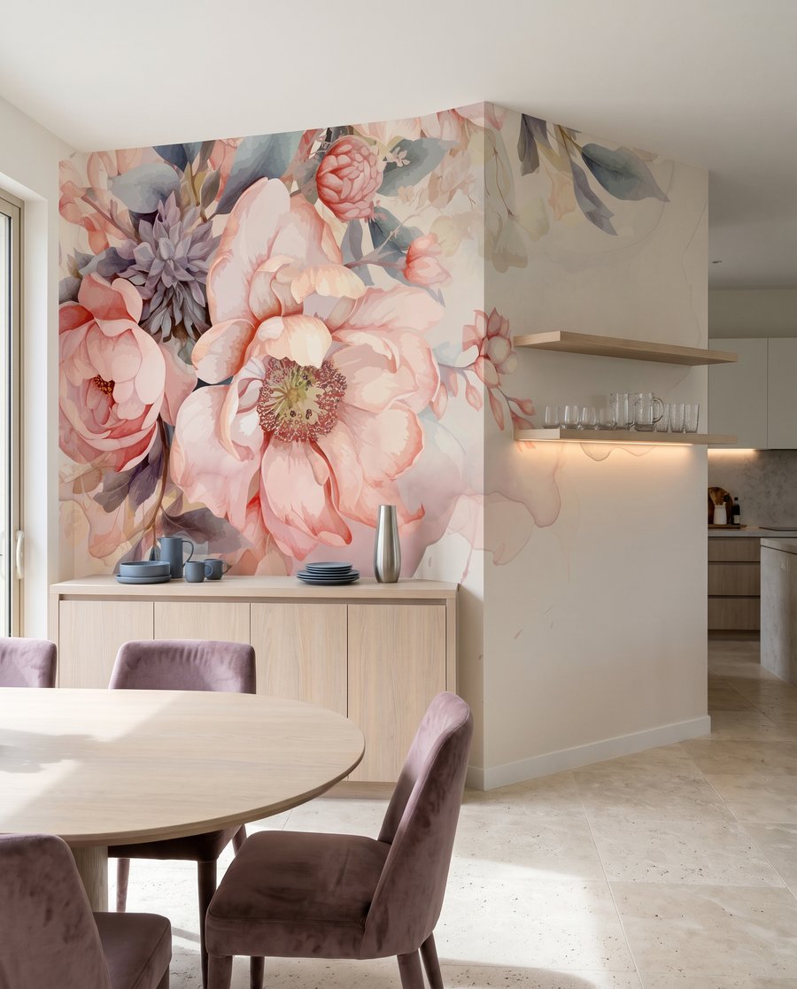 Watercolour Rose Arrangement in an interior