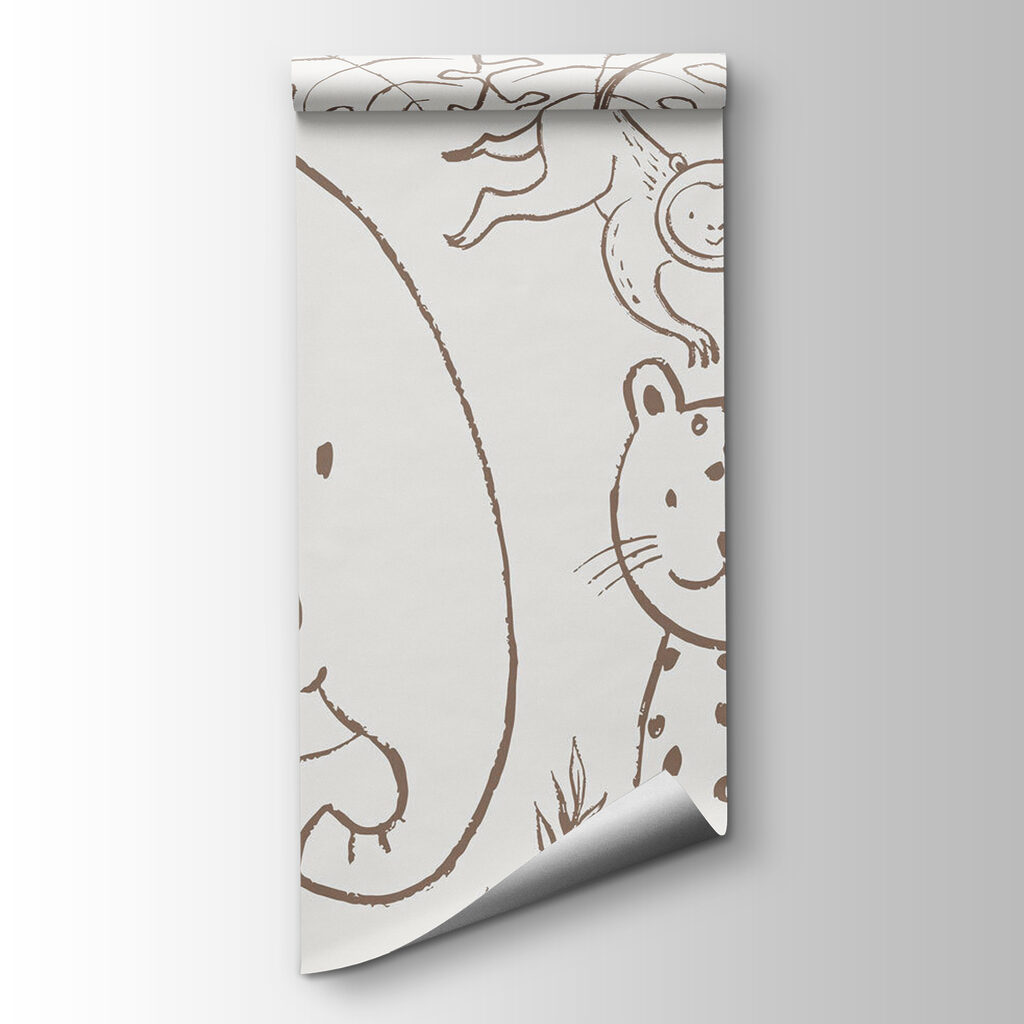 Line-drawn jungle animals — product view
