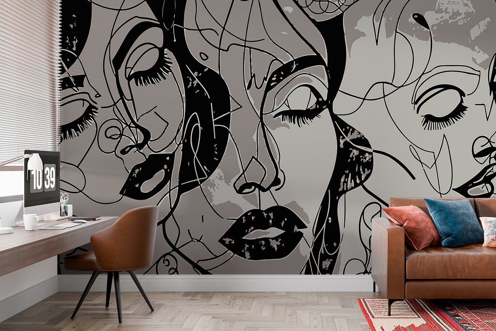 Faces in black scribbles — interior 2