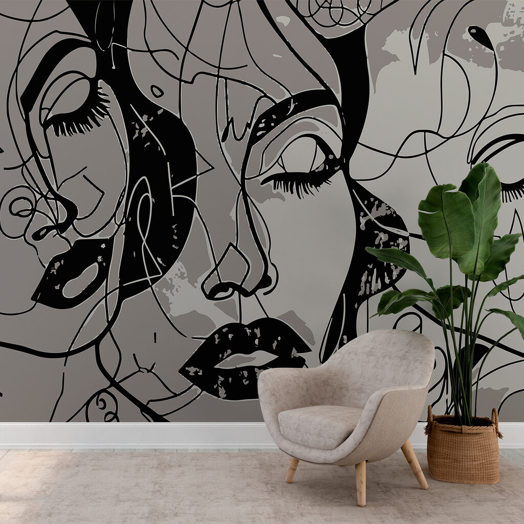 Faces in black scribbles — interior 1