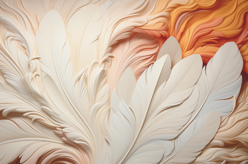 Feathers in wavy lines — full design
