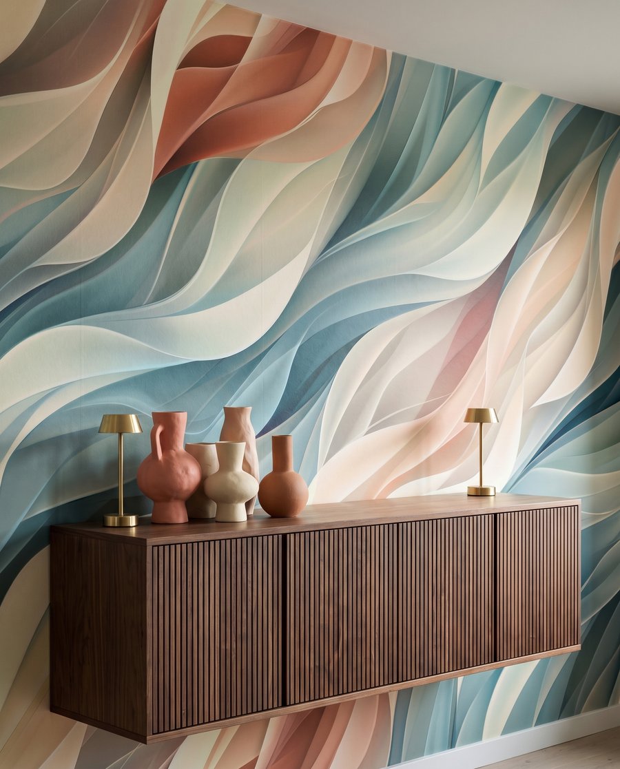 Pastel folded ribbons — interior 1