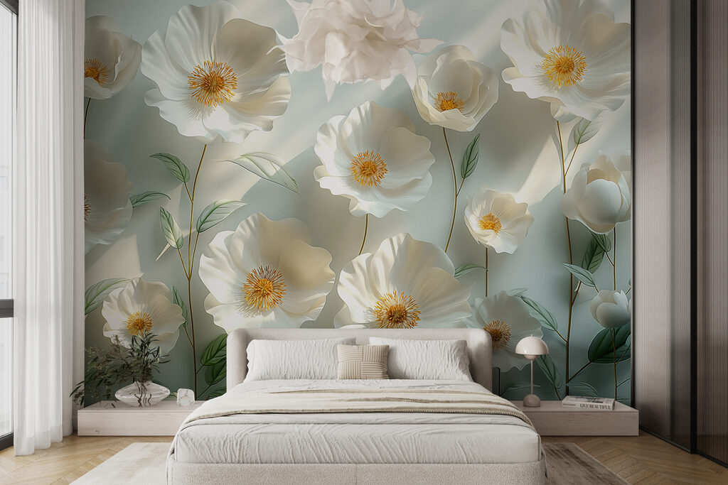 White flowers catch light — interior 1