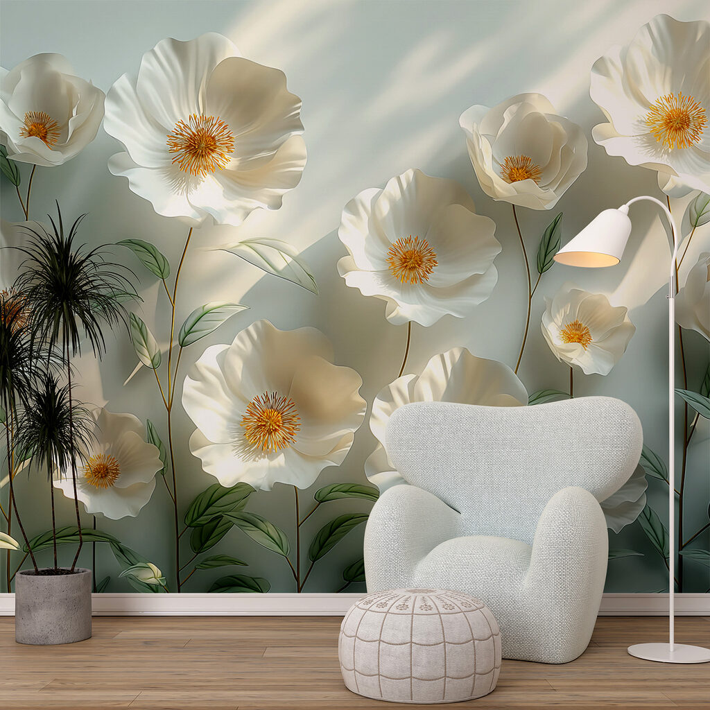 White flowers catch light — interior 5