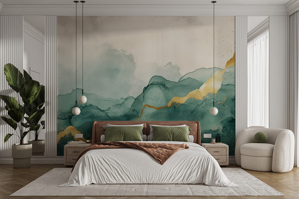 Watercolour Mountain Flow in an interior